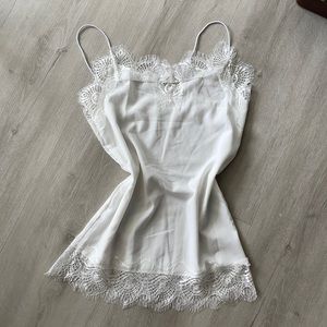 White Tank w/ Lace Trim